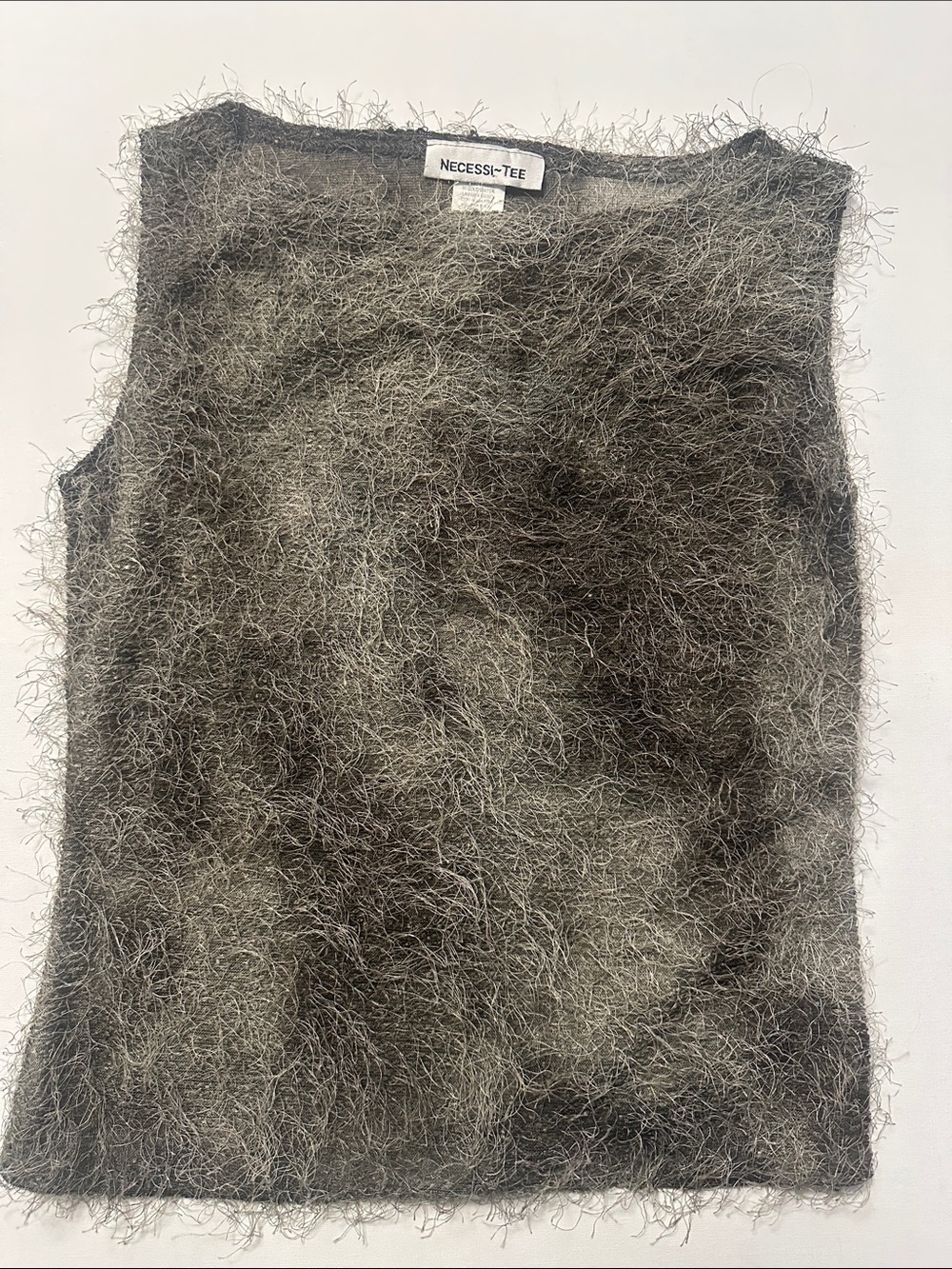 Vintage Necessitee women’s Grey Fuzzy Sleeveless tank